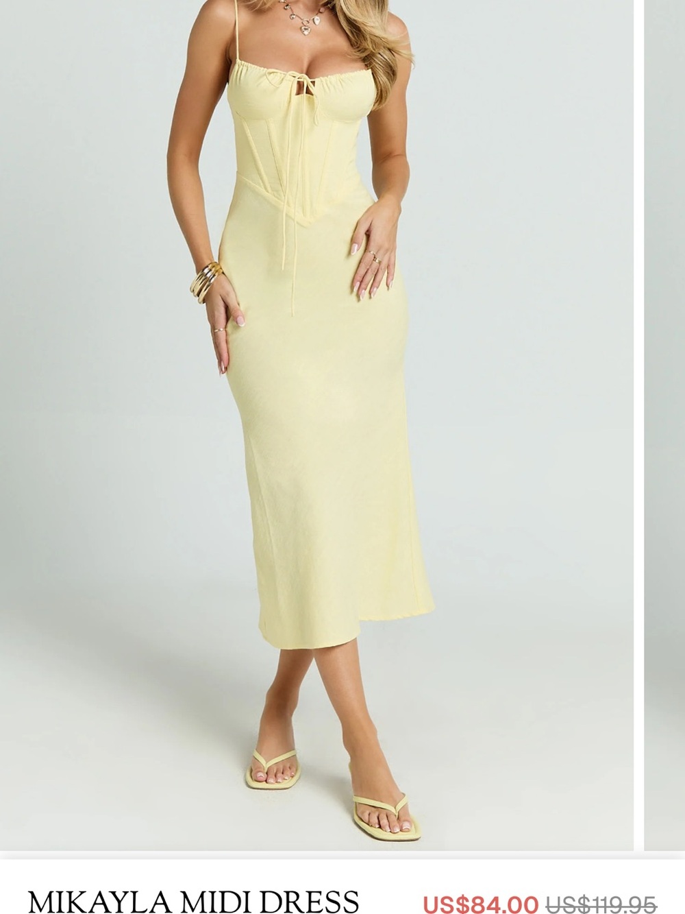 Pale Yellow Midi Dress